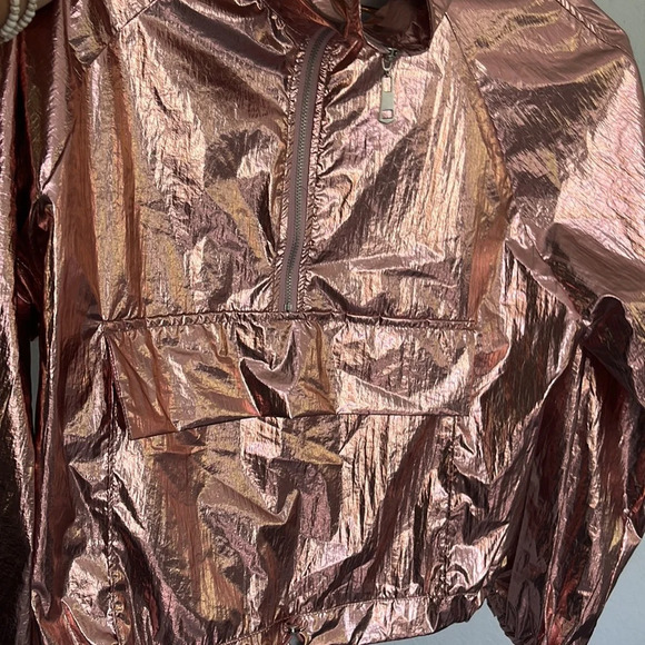 Love J Pink Metallic Zip Up Drawstring Windbreaker S - Picture 2 of 5